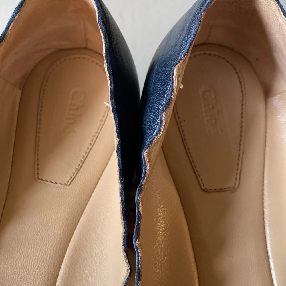 Chloe Scalloped Edge Navy Blue Flats - Picture 9 of 9